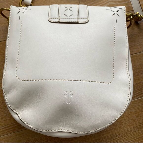 FRYE-ILANA White Perforated Leather Saddle Bag - Picture 5 of 14